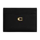 Estojo para cartões Coach Polished Pebble Leather Essential Black