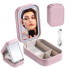 Estojo para espelho de maquiagem BS-MALL Travel com LED rosa claro