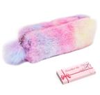 Estojo para lápis Roontin Plush Rainbow Girls de grande capacidade