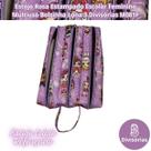 Estojo Rosa Estampado Escolar Feminino Multiuso Bolsinha Lona 3 Divisórias M081F