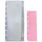 Estojo Simples PVC Transparente com Régua PP Rosa