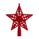 Estrela Ponteira para Árvore de Natal Vermelha Camurça 15cm