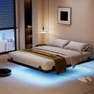 Estructura de Cama Completa de Metal con Luces LED Flotantes de 14" y Puertos USB