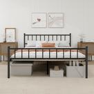 Estrutura de Cama de Metal WJORATA com Plataforma e Cabeceira Preta