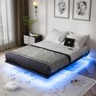 Estrutura de cama flutuante OLEVS em tamanho real com luzes LED e carregador