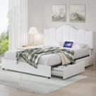 Estrutura de cama VECELO Queen Size com USB tipo C e 4 gavetas