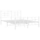Estrutura de cama VidaXL White Steel Metal Double com cabeceira 140x200cm