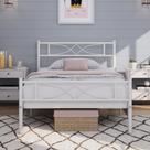 Estrutura de cama Yaheetech Twin Metal, plataforma branca, design curvo