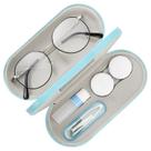 Estuche para anteojos + estuche para lentes de contacto MoKo doble cara azul claro