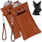 Estuche para anteojos RayLove doble suave de cuero PU con correa Estuche para anteojos RayLove doble suave de cuero PU con correa