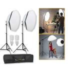 Estúdio Iluminação 2 Softbox Octogonal 70cm com 2 Tripés 1,9m e 2 Lâmpadas 135W 110V - Ágata III - 7 peças