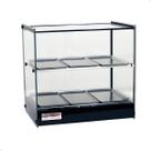 Estufa vitrine quadrada dupla para salgados 6 bandejas