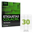 Etiq Inkjet/laser Carta 100fl Cc180 25,4mmx66,7mm Colacril Etiq Inkjet/laser Carta 100fl Cc180 25,4mmx66,7mm Colacril