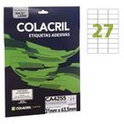 Etiqueta Adesiva Colacril A4 CA4255 31x63,5mm C/675 c/25 fls