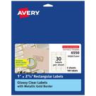 Etiqueta Avery Glossy Clear com bordas douradas metálicas 180 unidades Etiqueta Avery Glossy Clear com bordas douradas metálicas 180 unidades