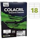 Etiqueta Colacril Ca4375 18 por folha 105mmx33mm com 100 fls Etiqueta Colacril Ca4375 18 por folha 105mmx33mm com 100 fls