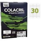 Etiqueta Colacril CC180 30 por folha 25,4mmx66,7mm com 100 folhas Etiqueta Colacril CC180 30 por folha 25,4mmx66,7mm com 100 folhas