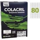 Etiqueta Colacril CC187 80 por folha 12,7mmx44,45mm com 100 folhas Etiqueta Colacril CC187 80 por folha 12,7mmx44,45mm com 100 folhas