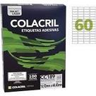 Etiqueta Colacril Cc189 60 por Folha 16,93mmx44,45mm com 100 folhas Etiqueta Colacril Cc189 60 por Folha 16,93mmx44,45mm com 100 folhas
