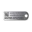 Etiqueta de identificação de chave KeySmart RecoverID em aço inoxidável prateado