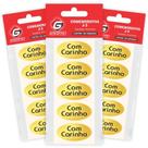 Etiqueta para Presente "COM Carinho" OVAL Dourado - Cartela com 100 Unidades