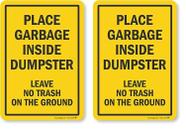 Etiqueta SmartSign Place Garbage Inside Dumpster 7x10cm em vinil