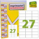 Etiquetas Adesivas Imprimaster A4 - 63,5mm X 31mm 27 Etiquetas por folha - Caixa 100 Folhas - 2700 etiquetas adesivas