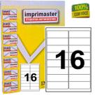 Etiquetas Adesivas Imprimaster A4 - 99,1mm X 34mm - 16 Etiquetas folha - Caixa 100 Folhas - 1600 Etiquetas Adesivas