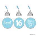 Etiquetas Chocolate Drop Andaz Press Sweet 16 Baby Blue, pacote com 216 Etiquetas Chocolate Drop Andaz Press Sweet 16 Baby Blue, pacote com 216