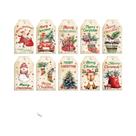 Etiquetas De Presente De Natal Vintage 50un. Com Corda De Pão De Gengibre E Boneco De Neve Para