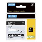 Etiquetas de vinil industrial DYMO Rhino 1/2 polegada brancas sobre preto