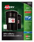 Etiquetas químicas Avery Ultra Duty GHS para impressoras a jato de tinta pigmentada