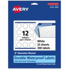 Etiquetas redondas impermeáveis Avery Durable, 2 cm de diâmetro, 300 quilates