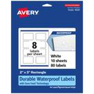 Etiquetas retangulares impermeáveis Avery Durable 2x3cm 80 Total