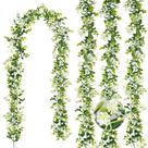 Eucalipto Garland HIAGROW de 1,8 m com flores, pacote com 4 flores, interior e exterior
