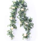 Eucalipto Garland PARTY JOY com flores de 2 m com 8 rosas e champanhe