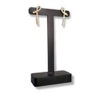 Expositor de Bijuteria Joias SemiJoias Porta Brinco - Formato T Grande - Madeira Mdf Preto Fosco