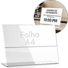 Expositor Display Folha A4 Pix QR Code Menu Cardapio Aviso Horizontal Transparente