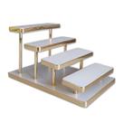 Expositor Escada Eleganza Branco com Dourado - 4 Degraus