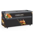 Expositor Ilha Congelados Vidro Reto 500L GHDI500 Preto Gelopar 220V