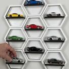 Expositor Miniaturas Hot Wheels Nicho Hexagonal Moderno para carrinhos 1:64 Selecione:Kit com 10 - AZUL