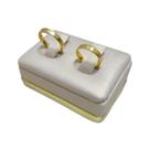 Expositor Par de Alianças Retangular Forrado OffWhite - Detalhe Dourado