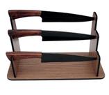 Expositor para 3 facas artesanais em MDF amadeirado