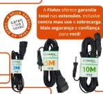 Extensão 5 Metros Reforçada Fiolux 20a 2pinos Bivolt Preto Extensão 5 Metros Reforçada Fiolux 20a 2pinos Bivolt Preto