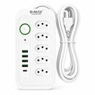 Extensão B-Max BM-8696A 2 Metros com USB Filtro de Linha com Proteção e Múltiplas Tomadas