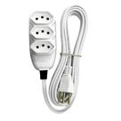Extensão Compacta 2P+T com Cabo PP Chato 10A 250V Branca