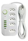 Extensão de 5 tomadas 4 usb + usb tipo-c 2 metros