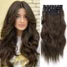 Extensão de cabelo LEEONS Double Weft Synthetic 4 peças 50 cm marrom