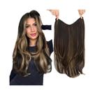 Extensão De Cabelo Sintético Liso Em Camadas De 22 Polegadas, Preto E Loiro, Aplique Invisível Para
