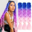 Extensão de cabelo trançada AFNOTE Ombre Pink 60 cm, 3 unidades